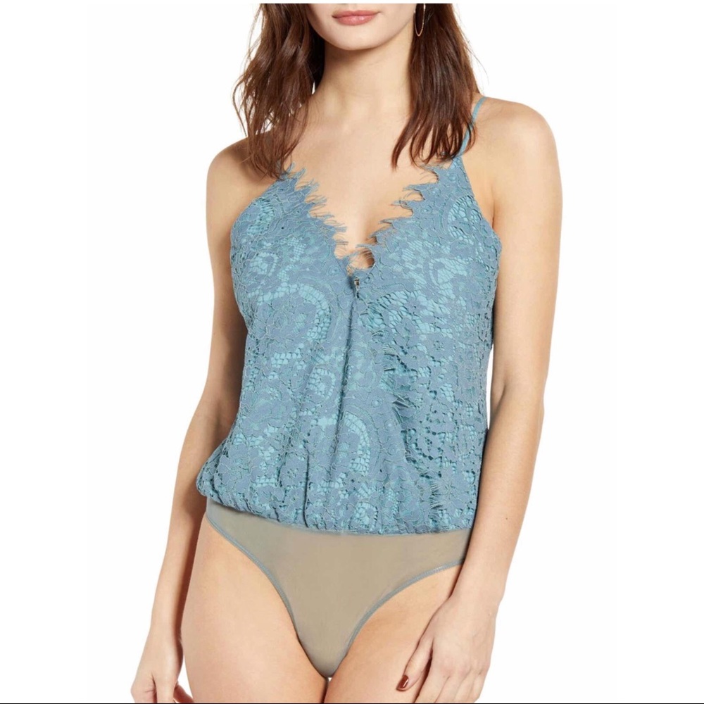 NWT WAYF Teal Lace Bodysuit